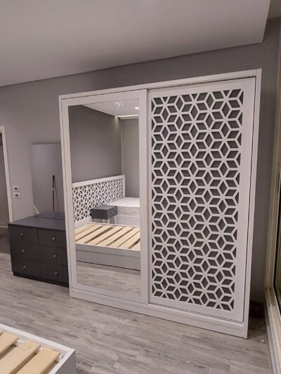 white pattern wardrobe