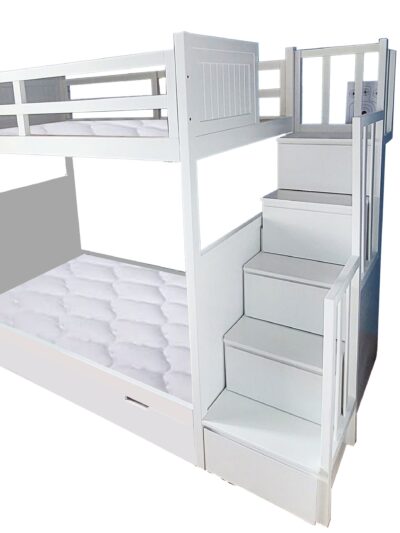 white bunk bed