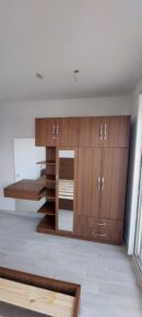 Walnut Wardrobe with Desk & Mirror