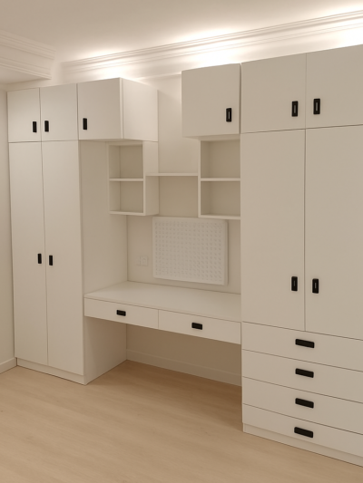 Multi-Unit Wardrobe with Workstation