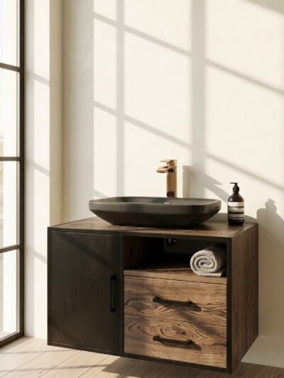 black bathroom unit