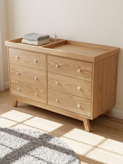 oak changing tabel & storage