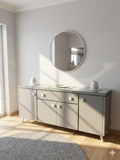 Gray Buffet table