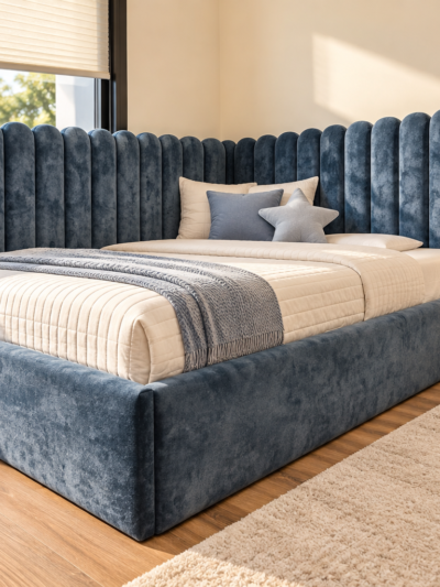 Blue Velvet Bed